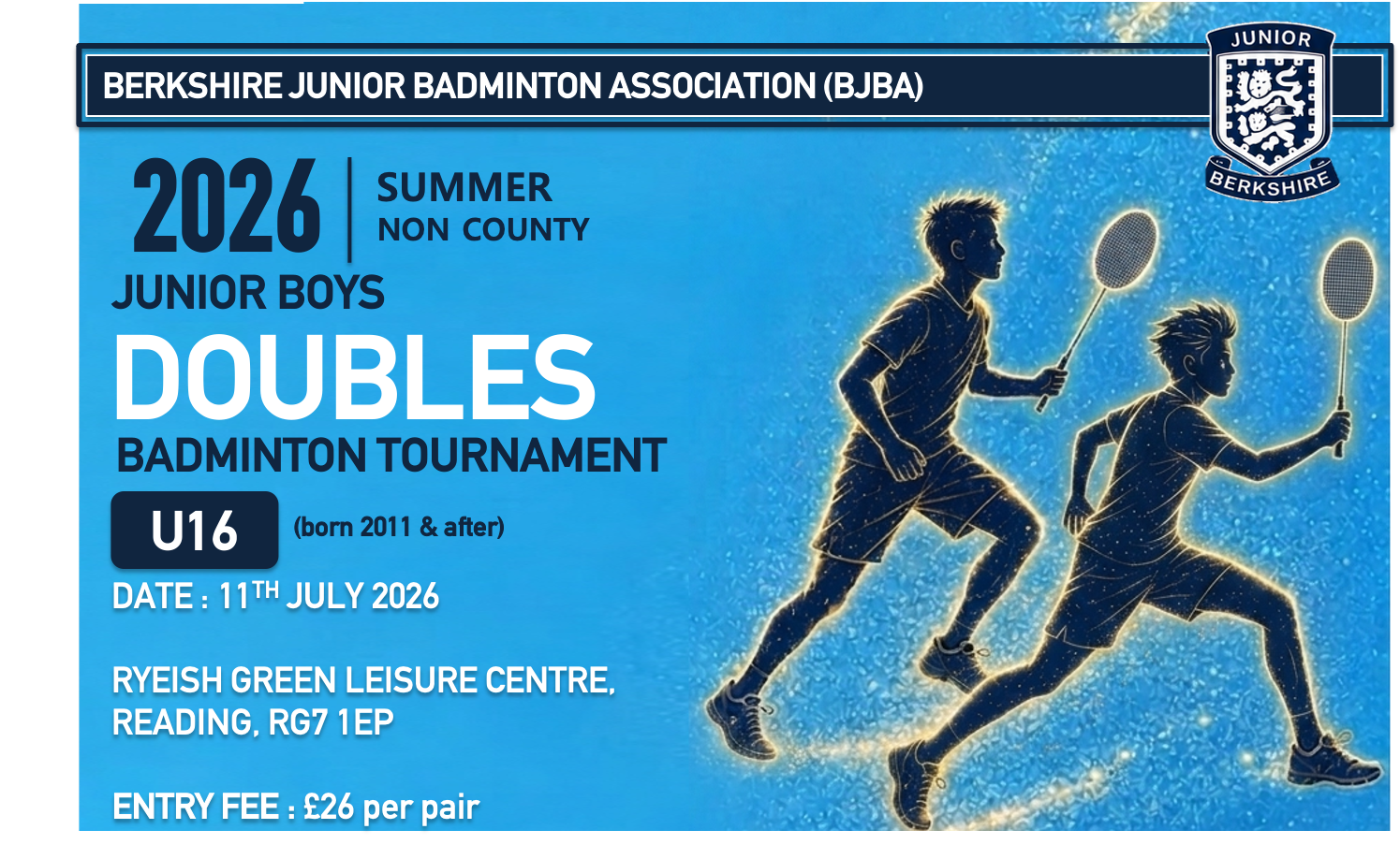 U16 - AGE 15 AND UNDER BOYS DOUBLES TOURNAMENT JUL 2026 activity image
